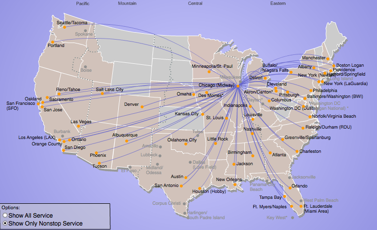 Southwest Airlines Routes Pikolgz   Swest Midway 