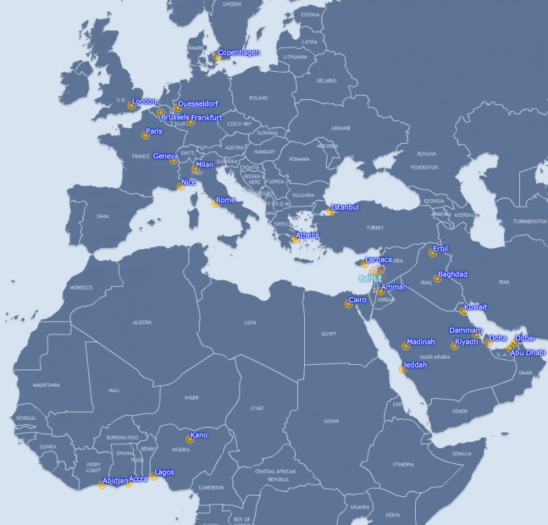 Middle East Airlines Route Map Lebanon's Middle East Airlines (Mea) Second At Bat For Skyteam In The Middle  East | Capa