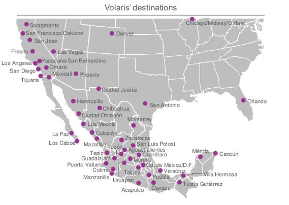 Volaris Destination Map