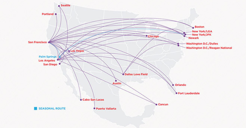 Virgin America Flight Map Virgin America's Powerful Market Debut. Corporate Travel Will Be A Key Part  Of Its Business Model | Capa