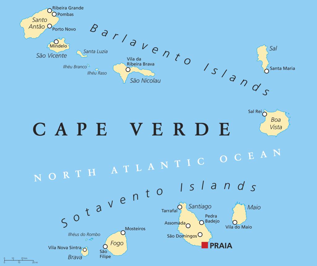 Isole Di Capo Verde Mappa Del Mondo Mostra Di Capo Verde Sulla Mappa