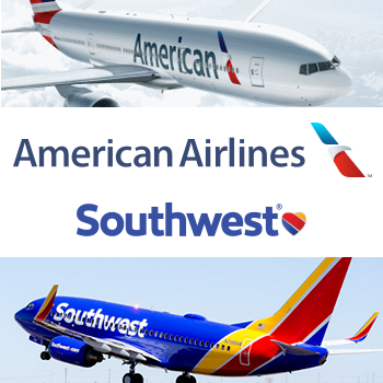 American Airlines and Southwest Airlines in Dallas DFW and Love ...