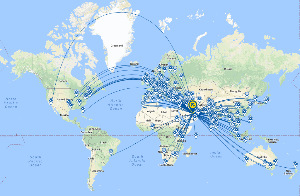 Карта мировых полетов
