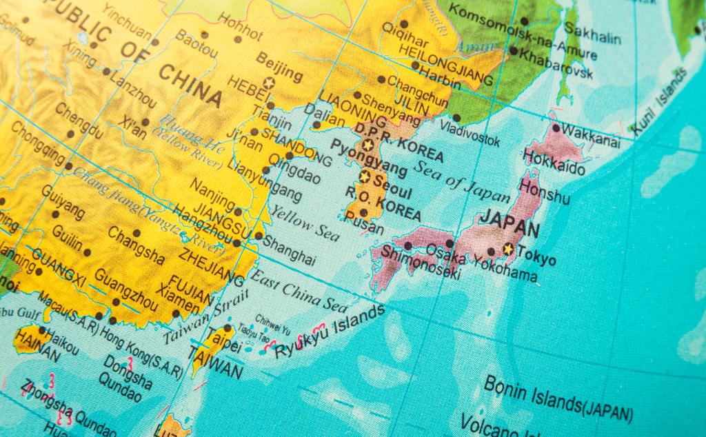 Taiwan Japan Korea China World Map 1024x 
